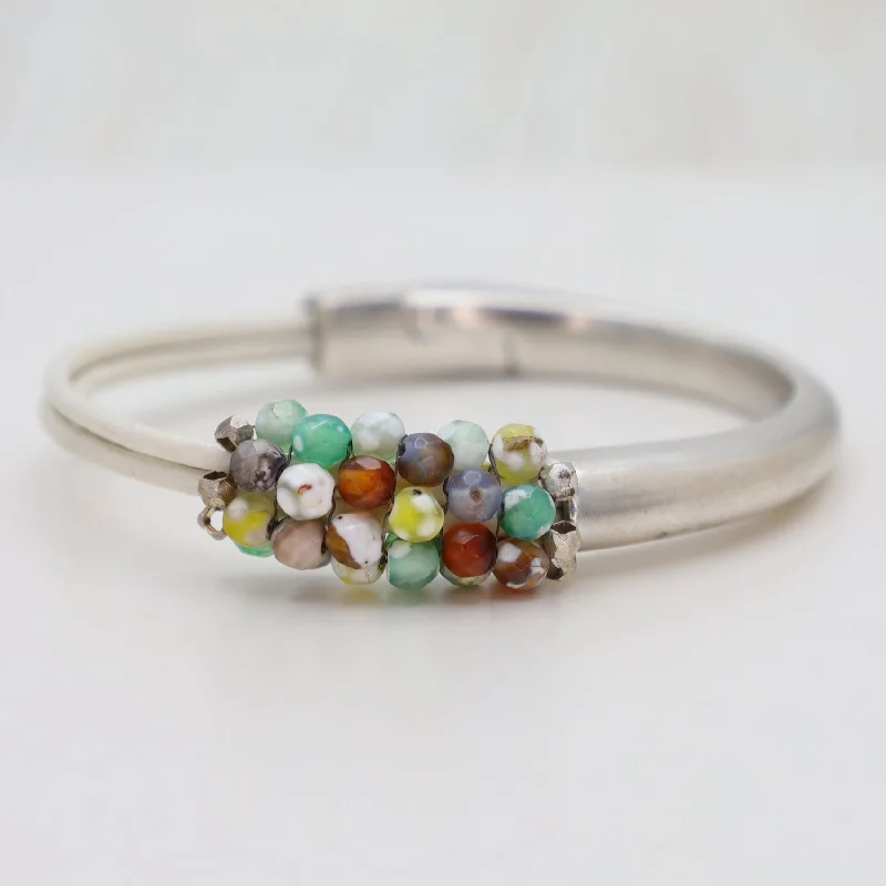 Hand Stitched Multi Color Crackled Quartz Bracelet