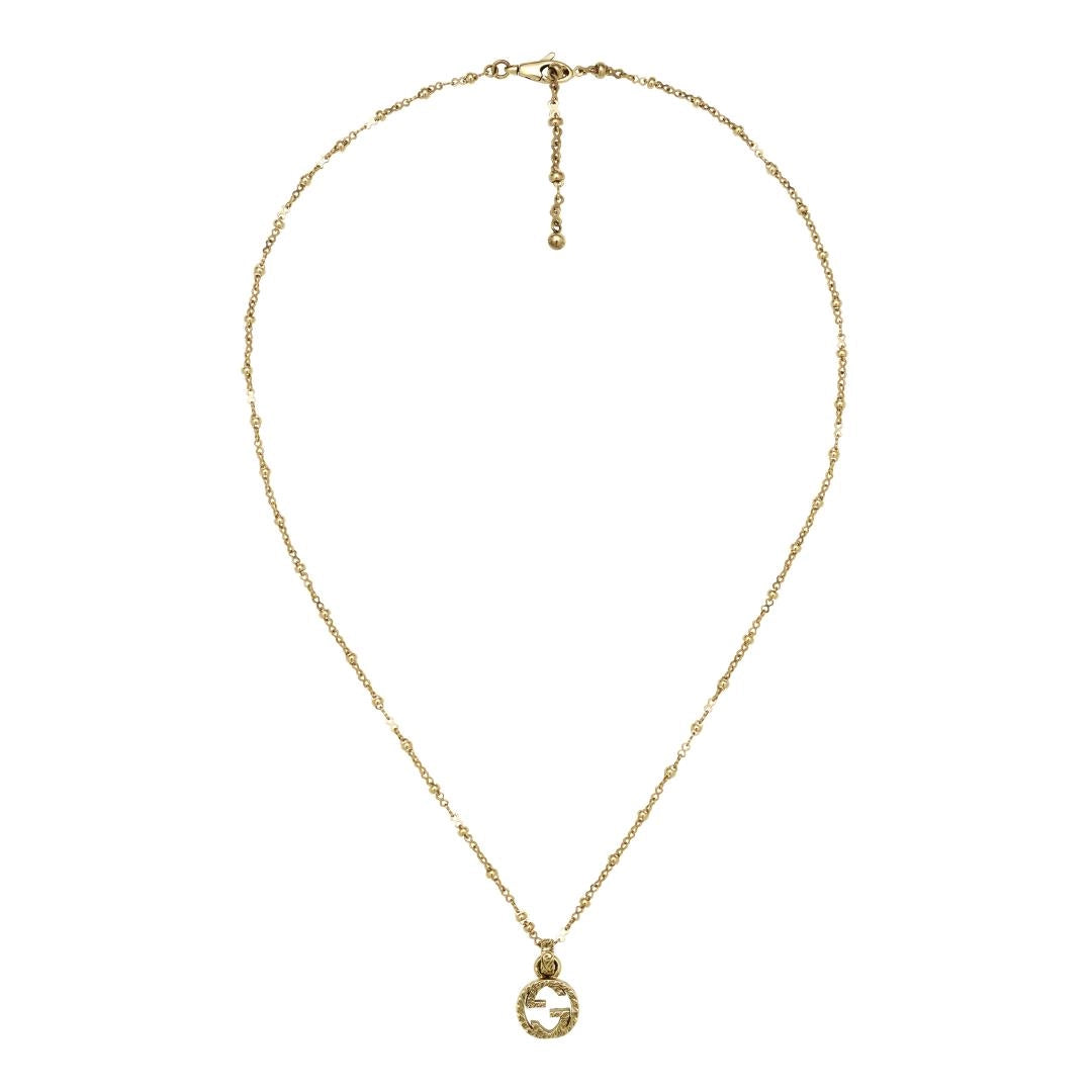 Gucci 18K Yellow Gold Interlocking GG Pendant Necklace, 16 inch