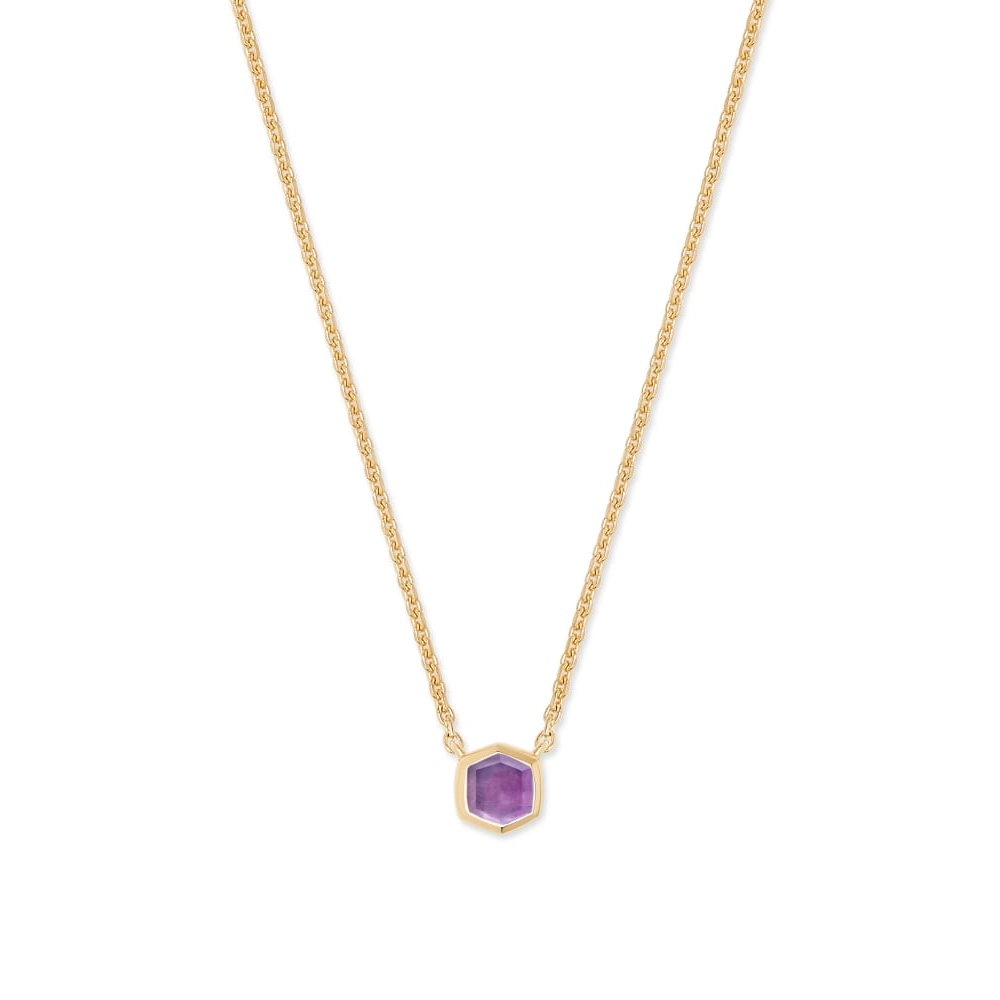 Kendra Scott 18K Yellow Gold Vermeil Davie Pendant Necklace in Amethyst