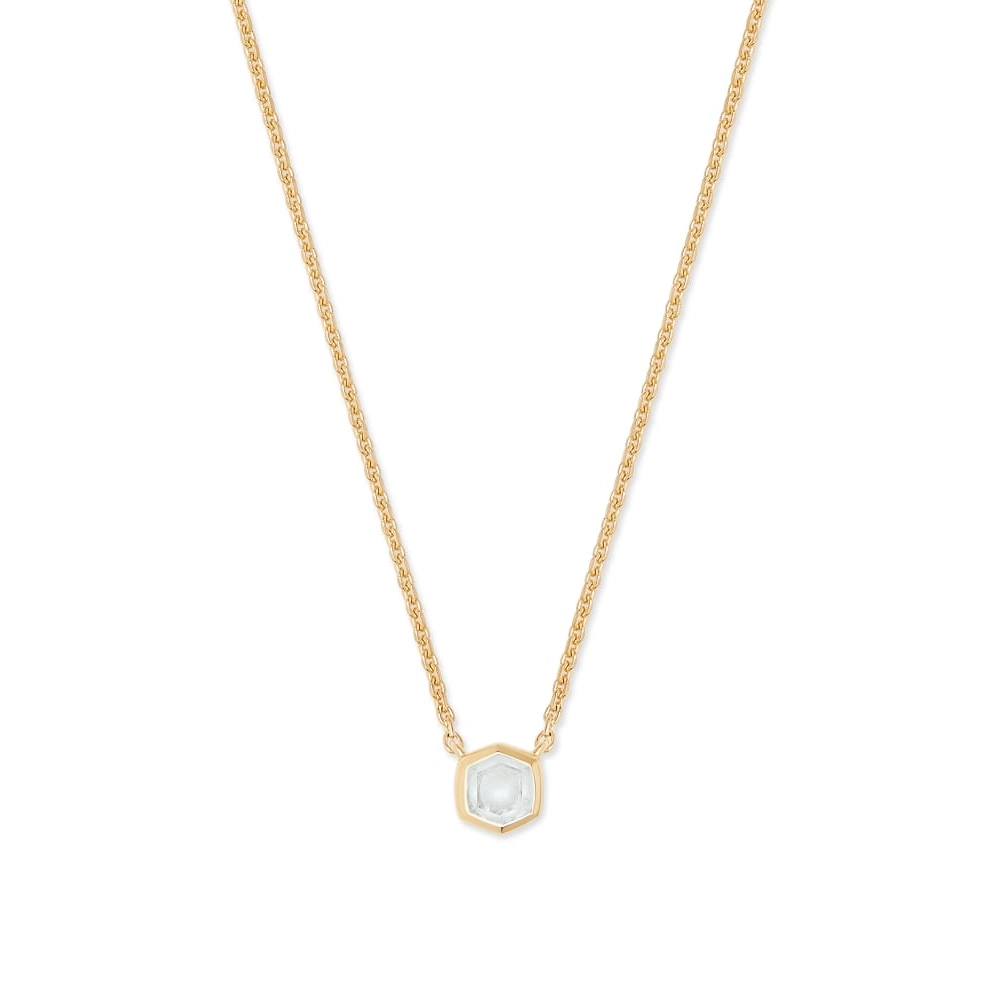 Kendra Scott 18K Yellow Gold Vermeil Davie Pendant Necklace in Rock Crystal