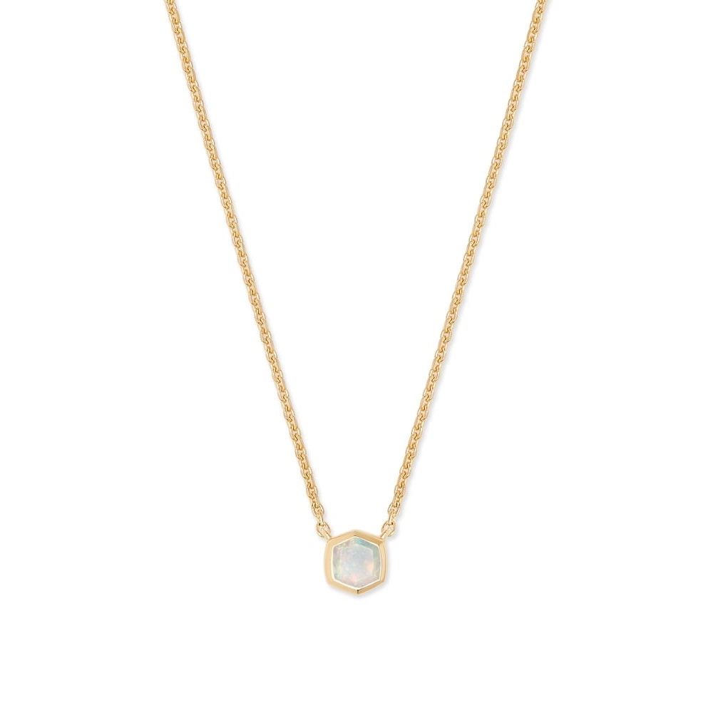 Kendra Scott 18K Yellow Gold Vermeil Davie Pendant Necklace in White Opal