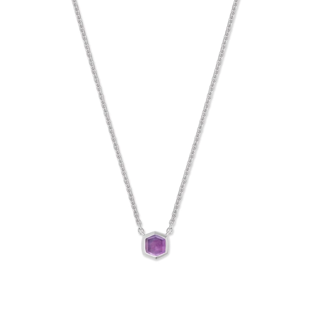 Kendra Scott Sterling Silver Davie Pendant Necklace in Amethyst