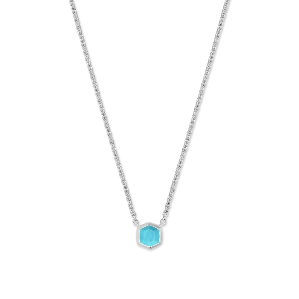 Kendra Scott Sterling Silver Davie Pendant Necklace in Turquoise