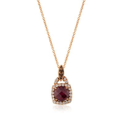 Le Vian 14K Strawberry Gold and Black Rhodium Raspberry Rhodolite Pendant Necklace with Vanilla and Chocolate Diamonds