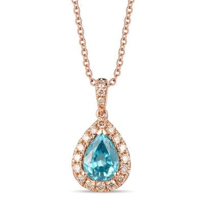 Le Vian 14K Strawberry Gold Pear Blueberry Zircon Pendant Necklace with Vanilla Diamond Halo