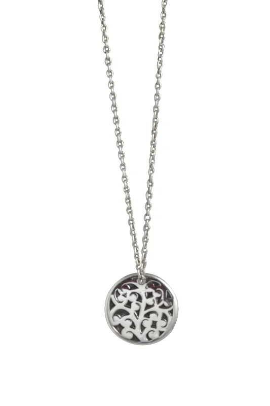 Lois Hill Sterling Silver Round Pendant 18in Necklace (Estate - Estimated Retail When New $495)