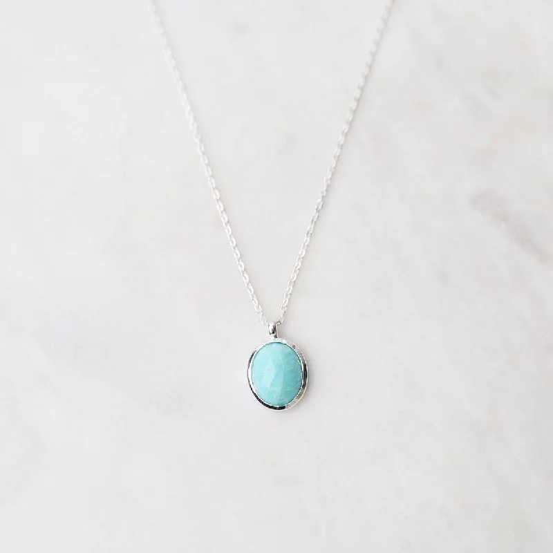 Bezel-Set Amazonite Pendant Necklace