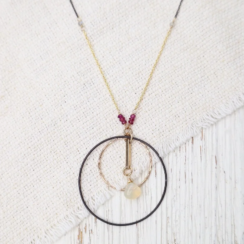 Circle Pendant with Opal Necklace