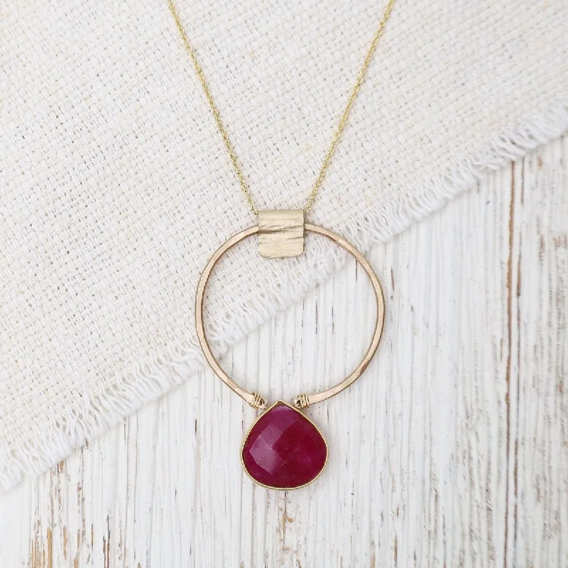 Circle Pendant with Ruby Necklace