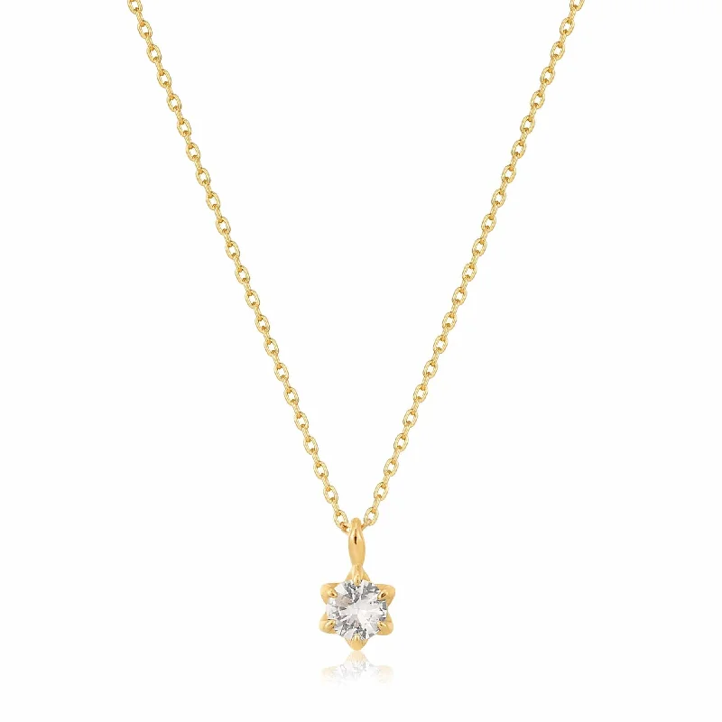 14kt Gold White Sapphire Pendant Necklace