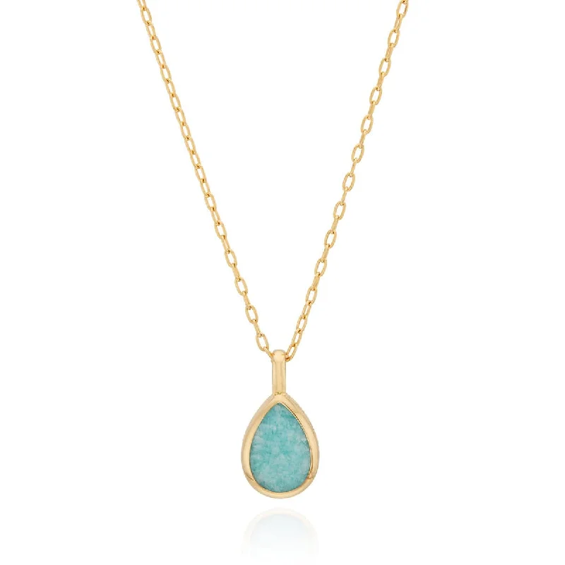 Medium Amazonite Drop Pendant Necklace