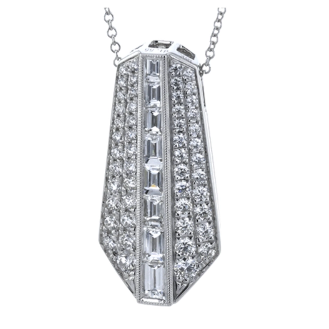 Simon G 18K White Gold Diamond Pendant Necklace