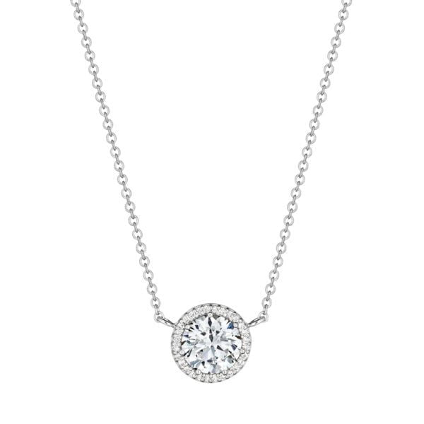 Tacori 14K White Gold Classic Diamond Bloom Pendant Mount Necklace, 16 inch, 5.5mm