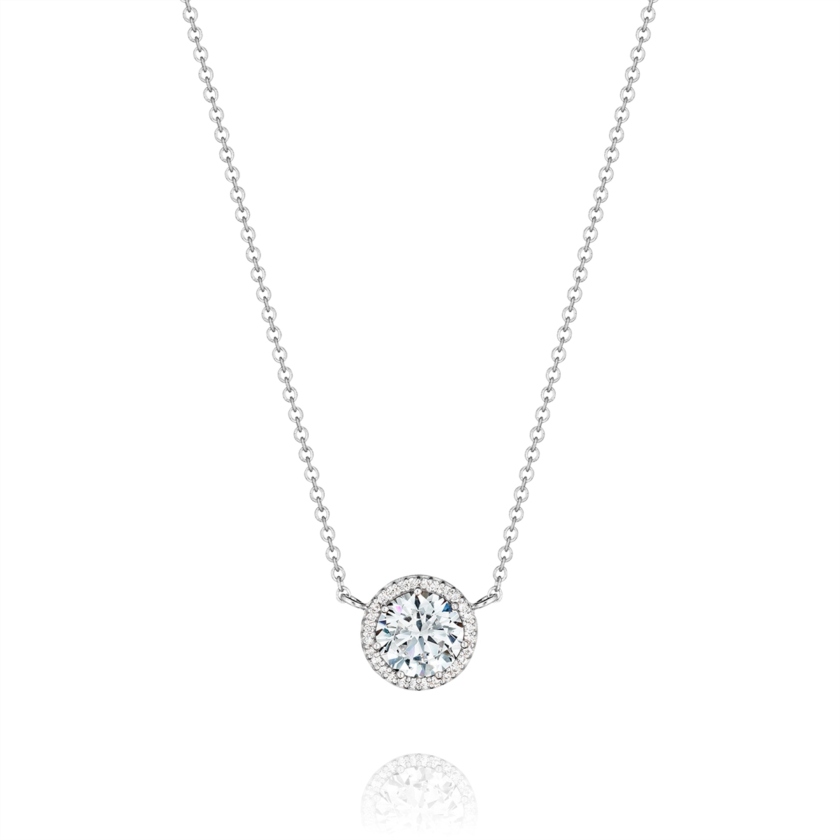 Tacori 14K White Gold Diamond Pendant Mount Necklace, 16 inch, 5.0mm