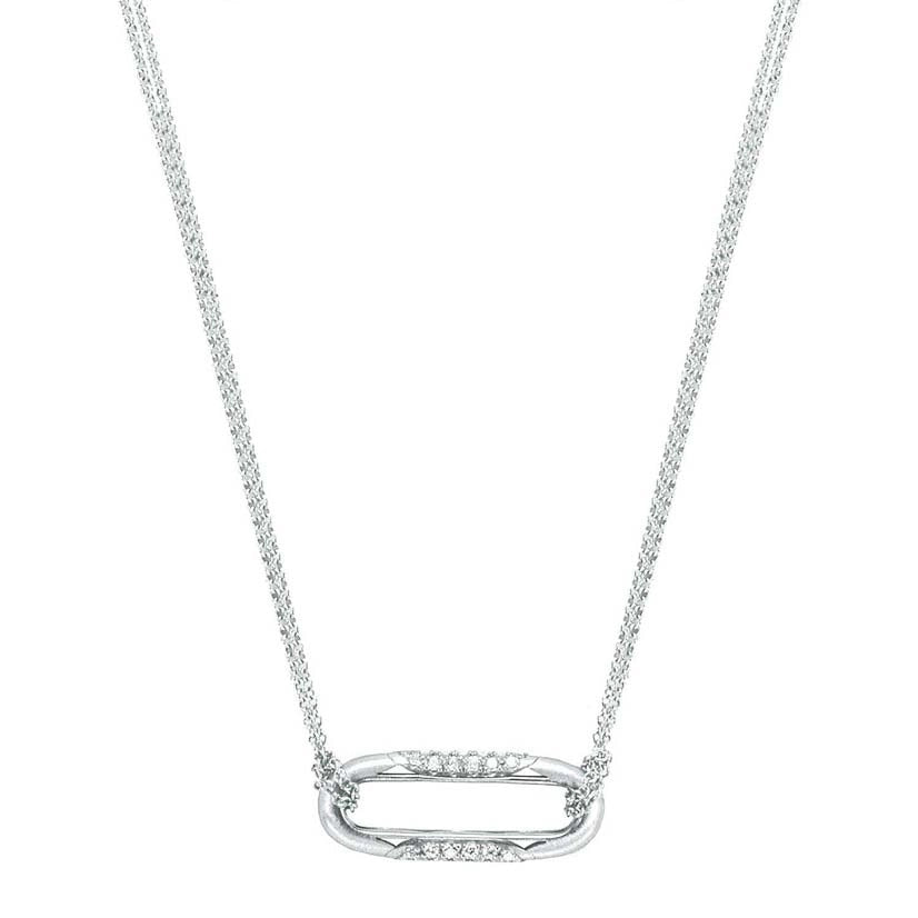 Tacori 18K White Gold Open Oval Diamond Pendant Necklace