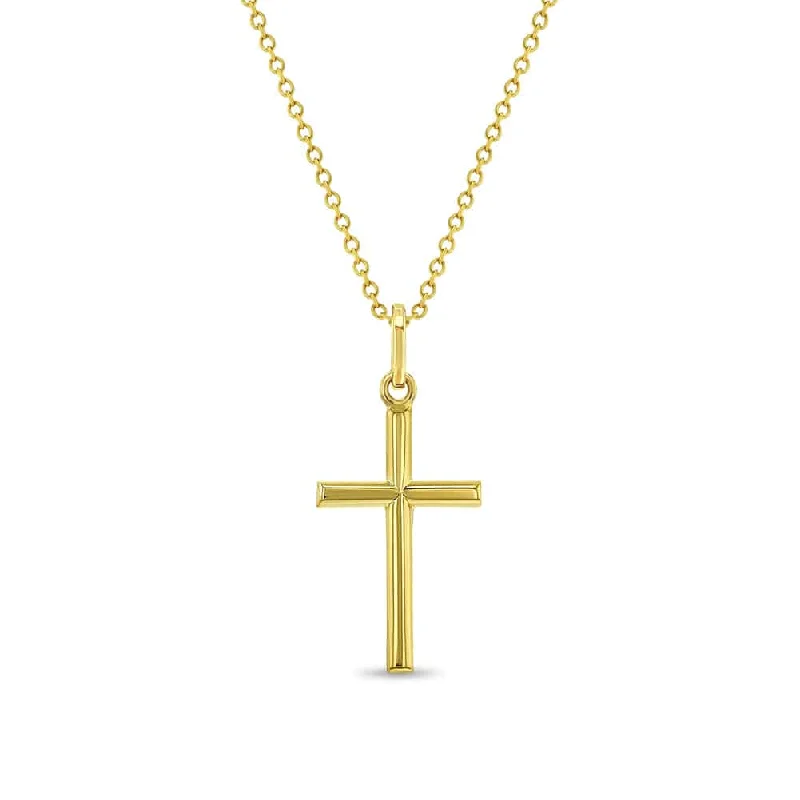 14k Classic Stick Cross Baby Pendant Necklace